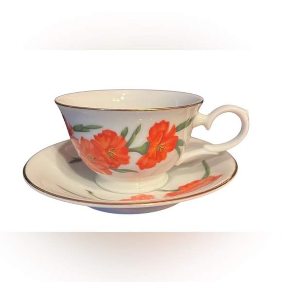 Vintage AVON ‘Blossoms Of The Month’ August Gladiola 1991 Cup & Saucer - Picture 1 of 10